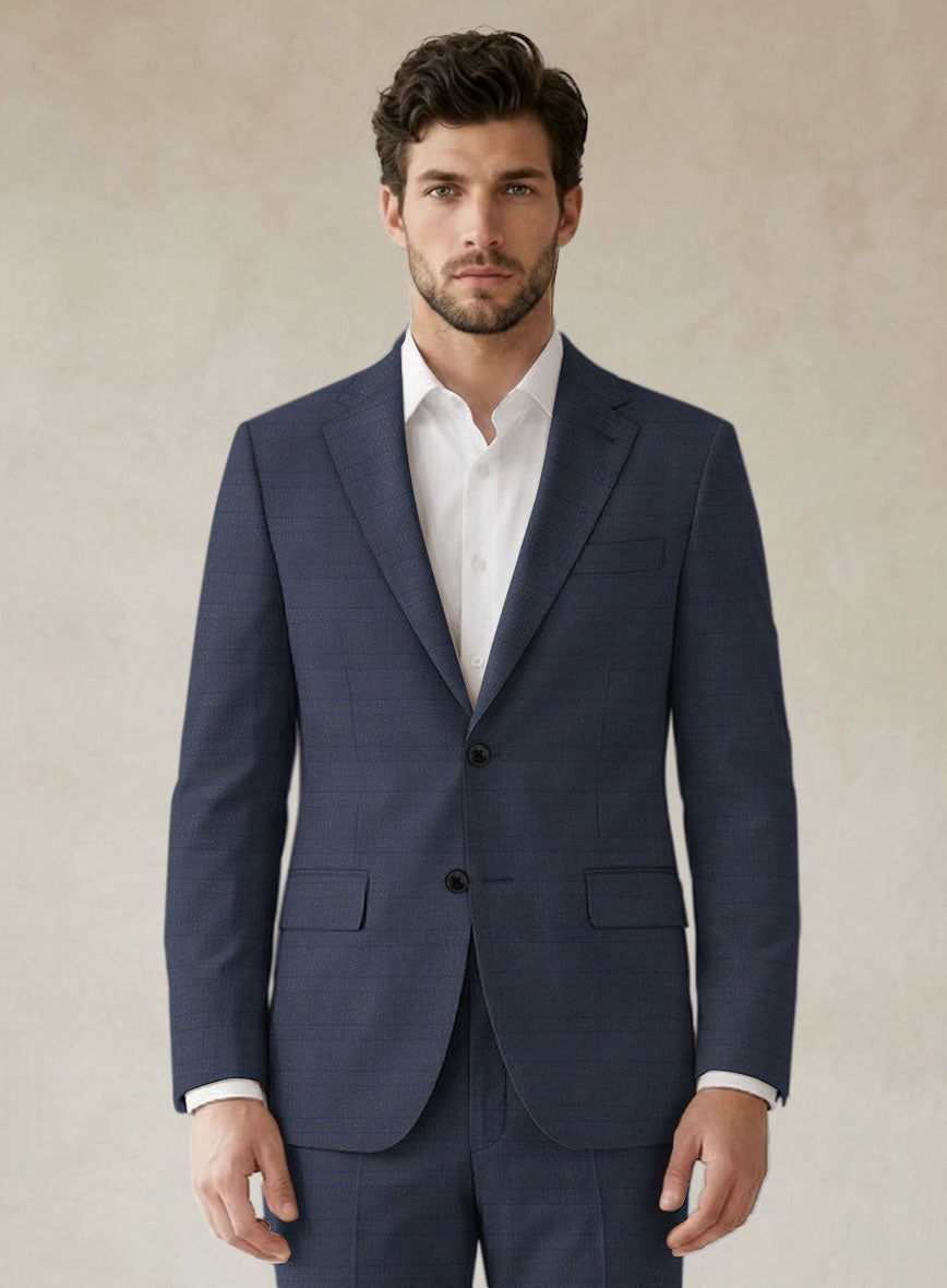 Scabal Londoner Olfoda Checks Blue Wool Jacket - StudioSuits