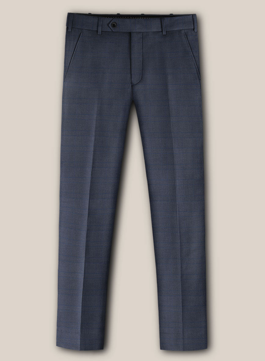 Scabal Londoner Olfoda Checks Blue Wool Pants - StudioSuits