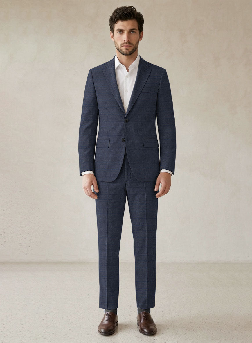 Scabal Londoner Olfoda Checks Blue Wool Suit - StudioSuits