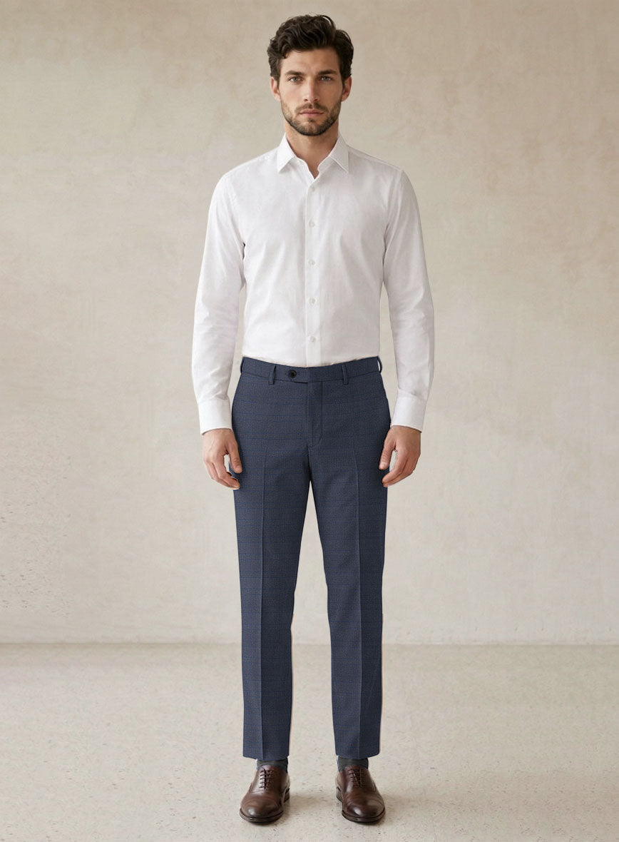 Scabal Londoner Olfoda Checks Blue Wool Suit - StudioSuits