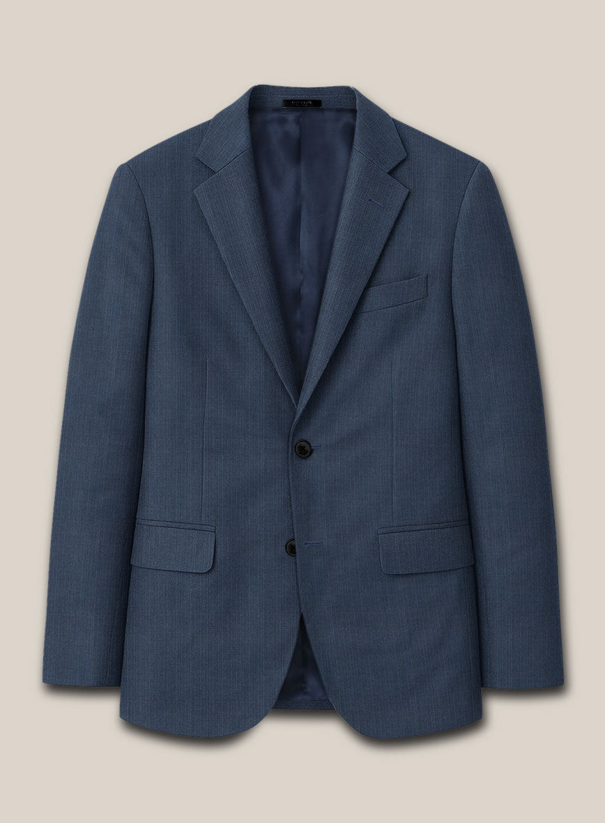Scabal Londoner Rez Stripe Blue Wool Jacket - StudioSuits