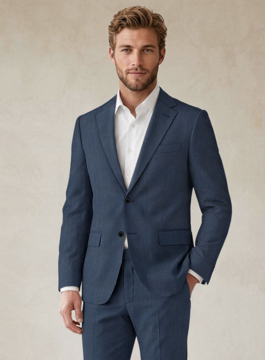 Scabal Londoner Rez Stripe Blue Wool Jacket - StudioSuits