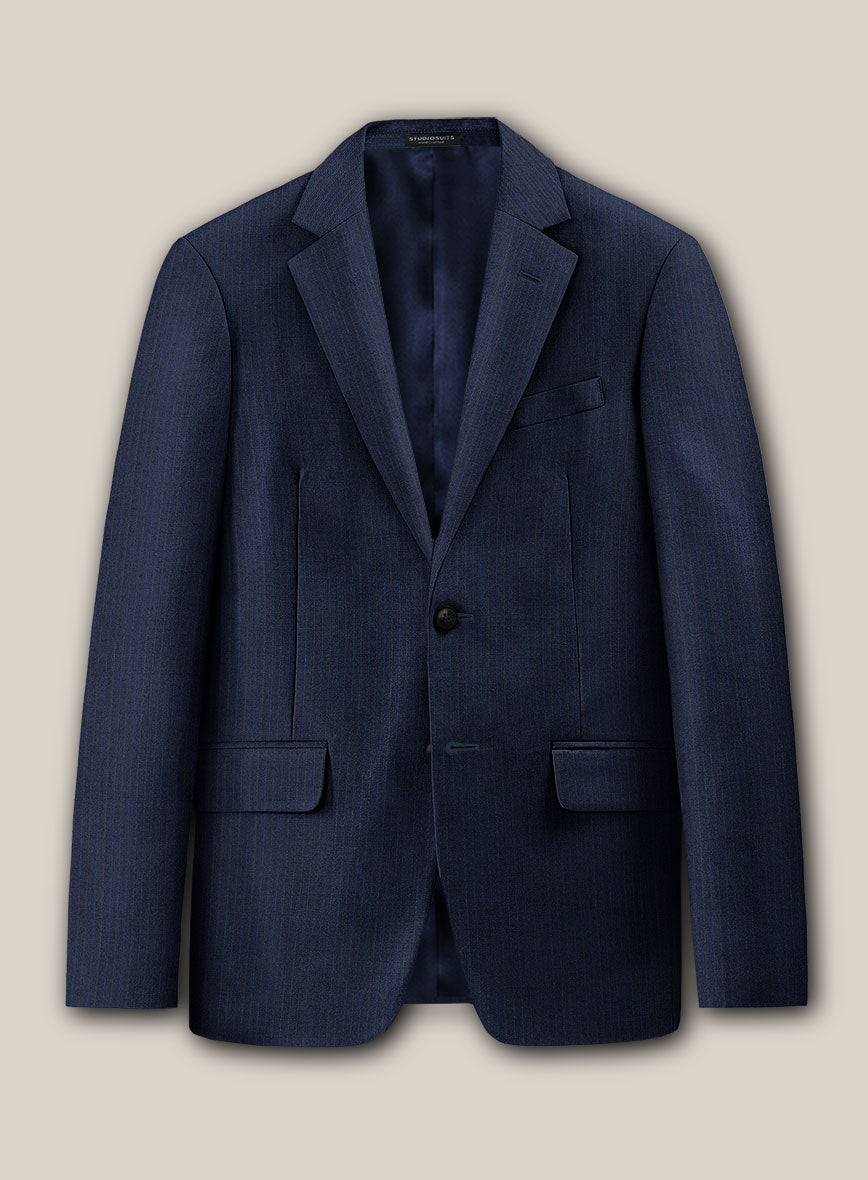 Scabal Londoner Sarcos Stripe Blue Wool Jacket - StudioSuits