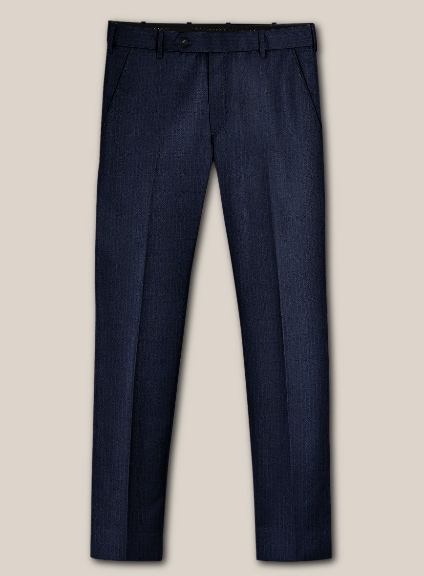 Scabal Londoner Sarcos Stripe Blue Wool Pants - StudioSuits