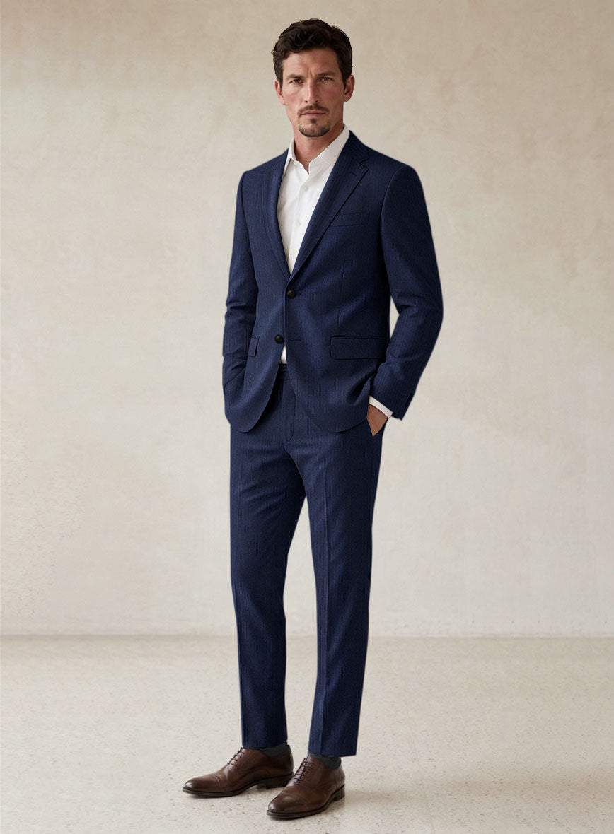 Scabal Londoner Sarcos Stripe Blue Wool Suit - StudioSuits
