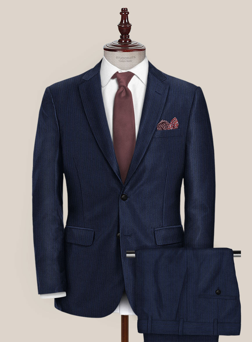 Scabal Londoner Sarcos Stripe Blue Wool Suit - StudioSuits