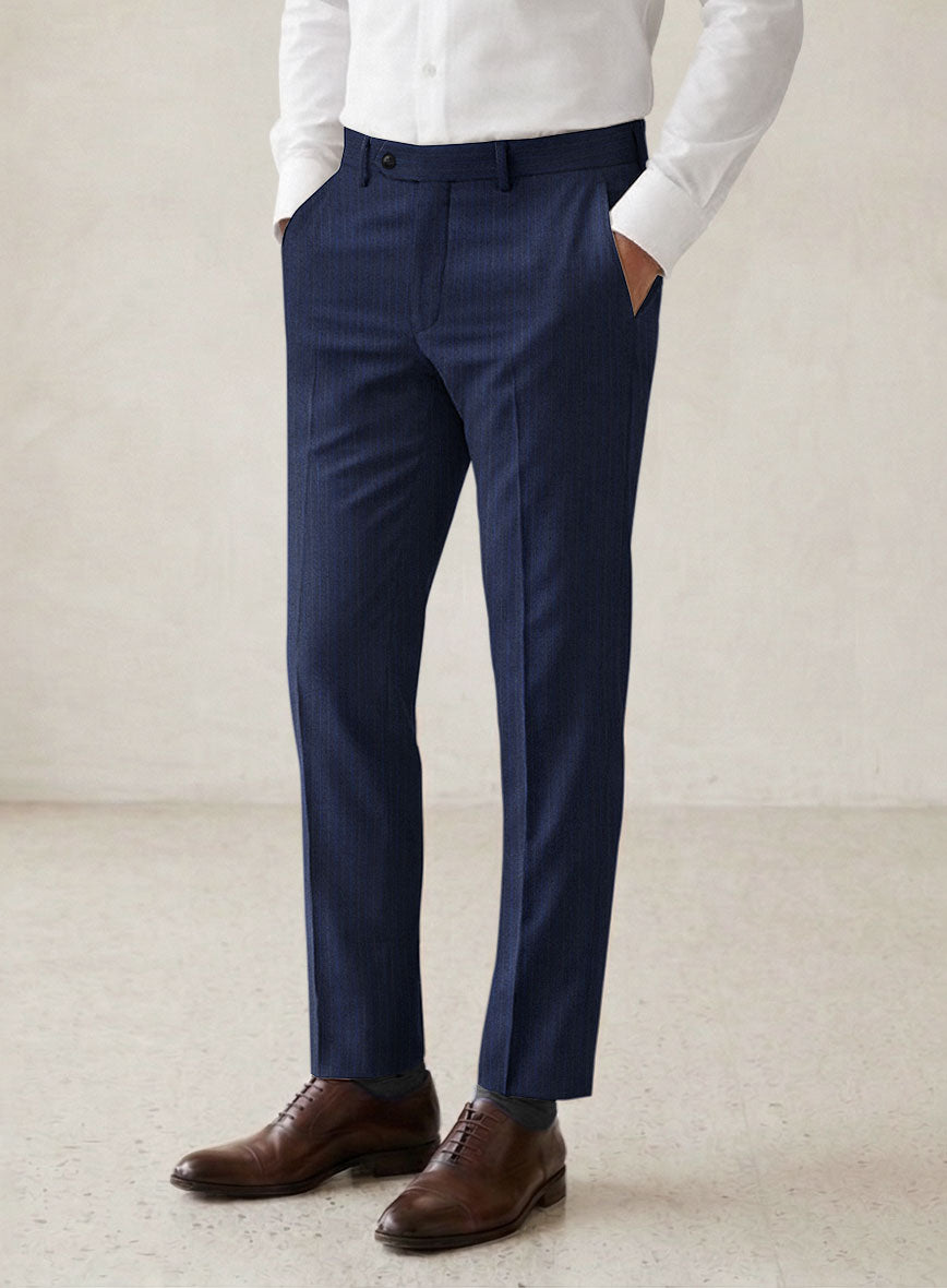 Scabal Londoner Sarcos Stripe Blue Wool Suit - StudioSuits