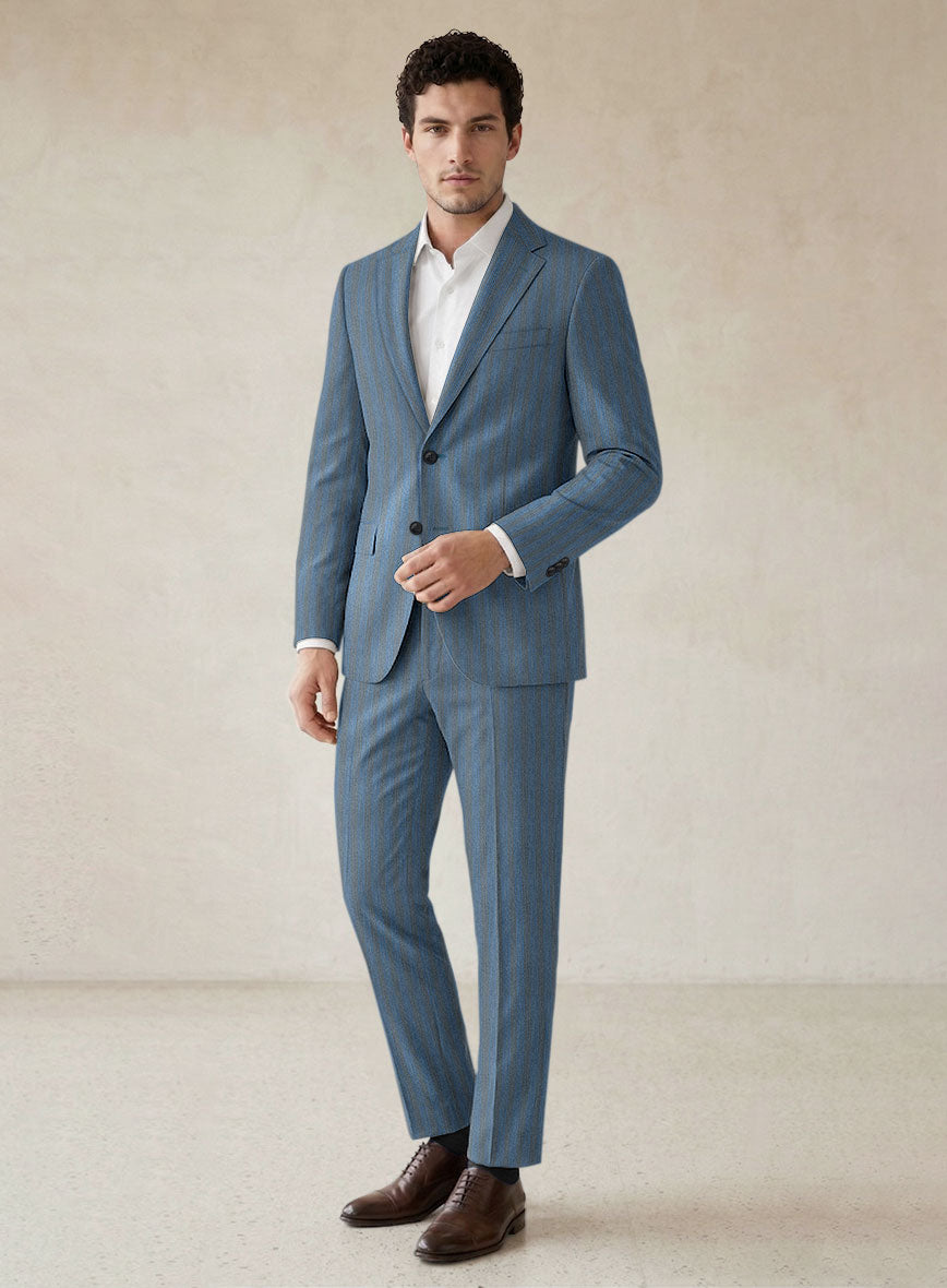Scabal Londoner Struci Stripe Gray Wool Suit - StudioSuits