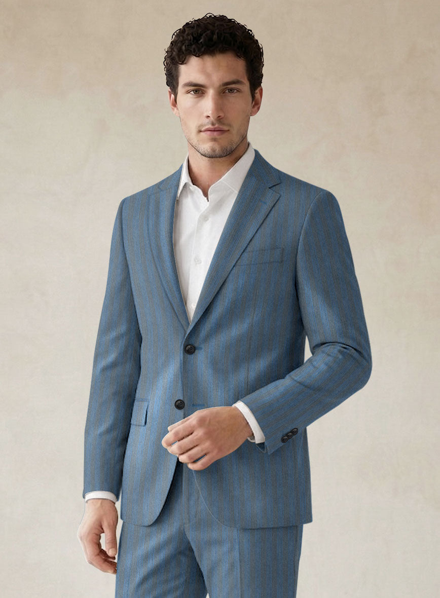 Scabal Londoner Struci Stripe Gray Wool Jacket - StudioSuits