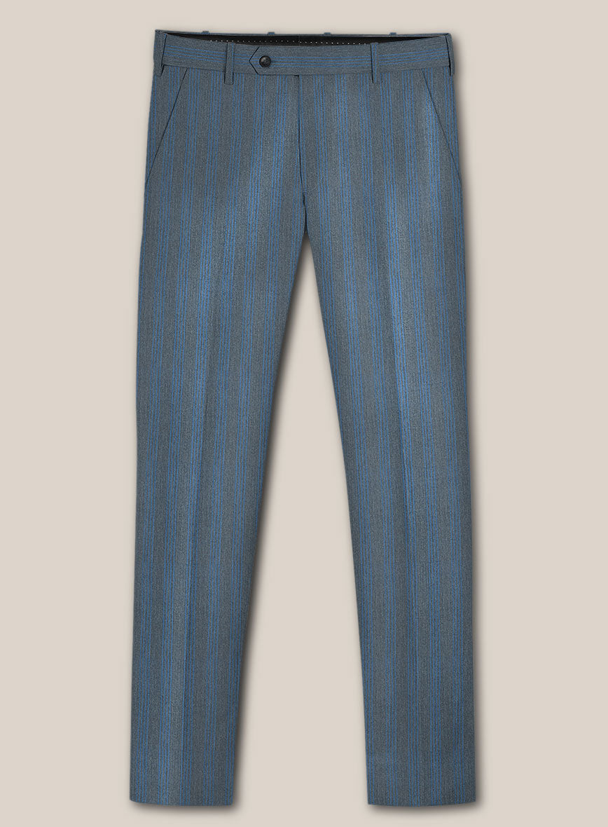 Scabal Londoner Struci Stripe Gray Wool Pants - StudioSuits