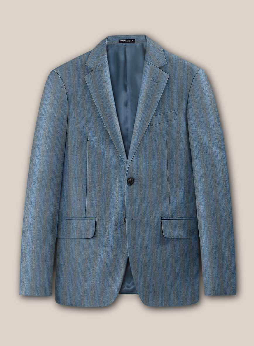 Scabal Londoner Struci Stripe Gray Wool Jacket - StudioSuits