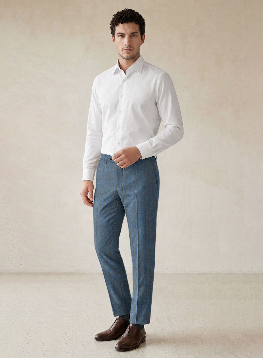 Scabal Londoner Struci Stripe Gray Wool Pants - StudioSuits