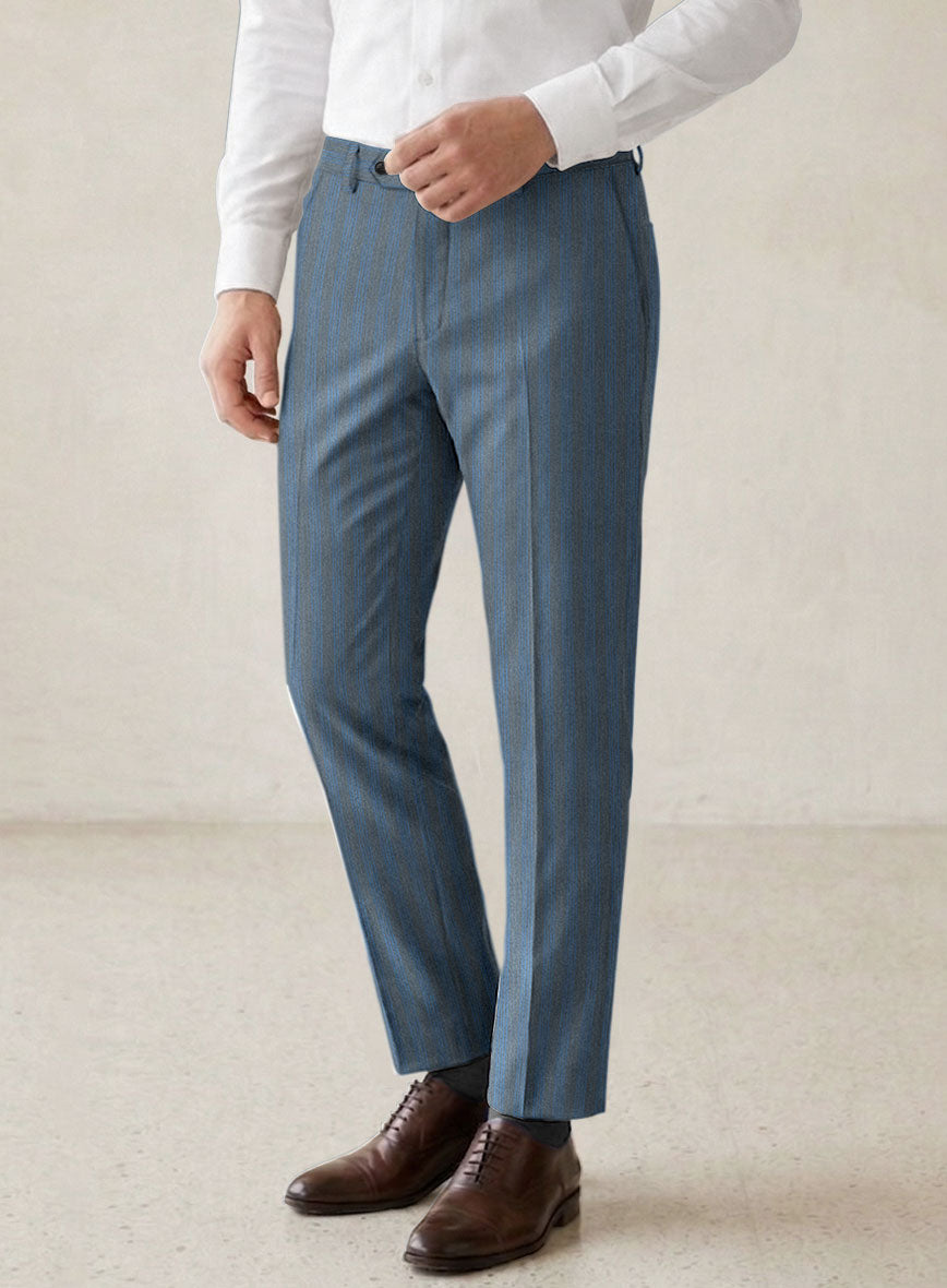 Scabal Londoner Struci Stripe Gray Wool Pants - StudioSuits