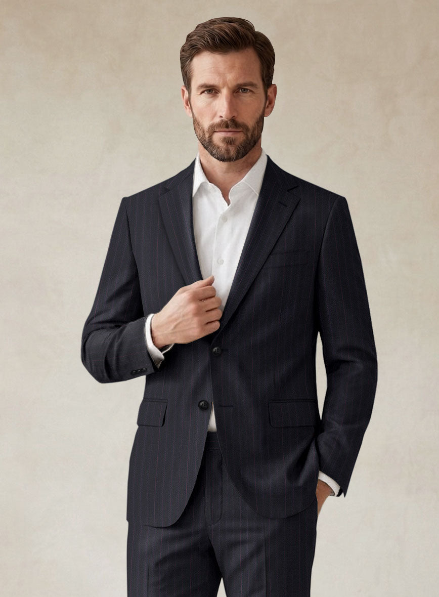 Scabal Londoner Toconi Stripe Blue Wool Jacket - StudioSuits