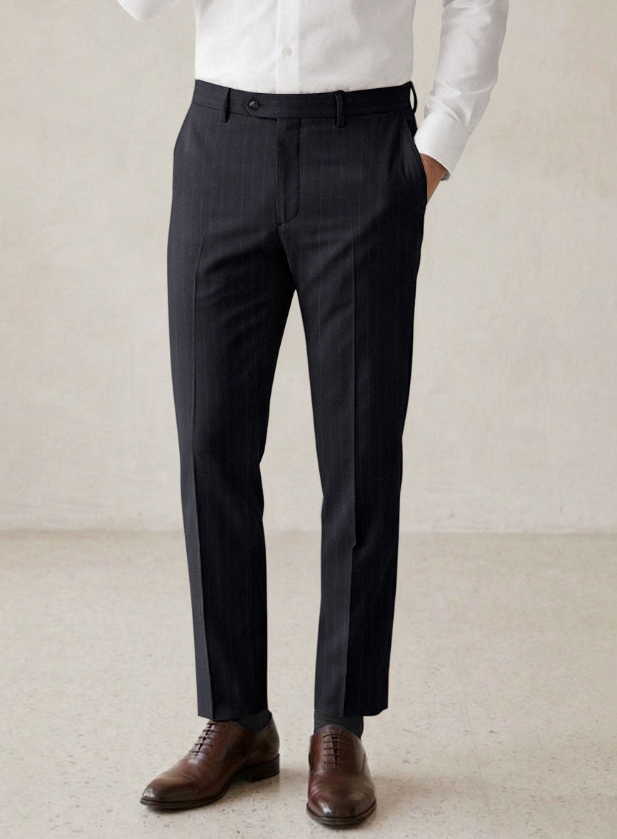 Scabal Londoner Toconi Stripe Blue Wool Pants - StudioSuits
