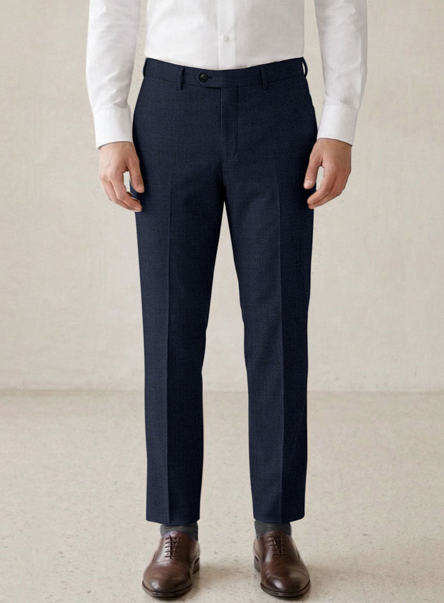 Scabal Londoner Twill Dark Blue Wool Pants - StudioSuits