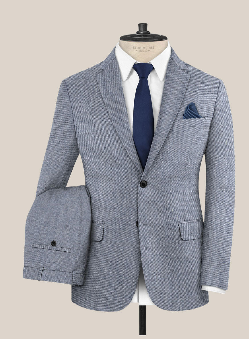 Scabal Londoner Twill Light Blue Wool Suit - StudioSuits