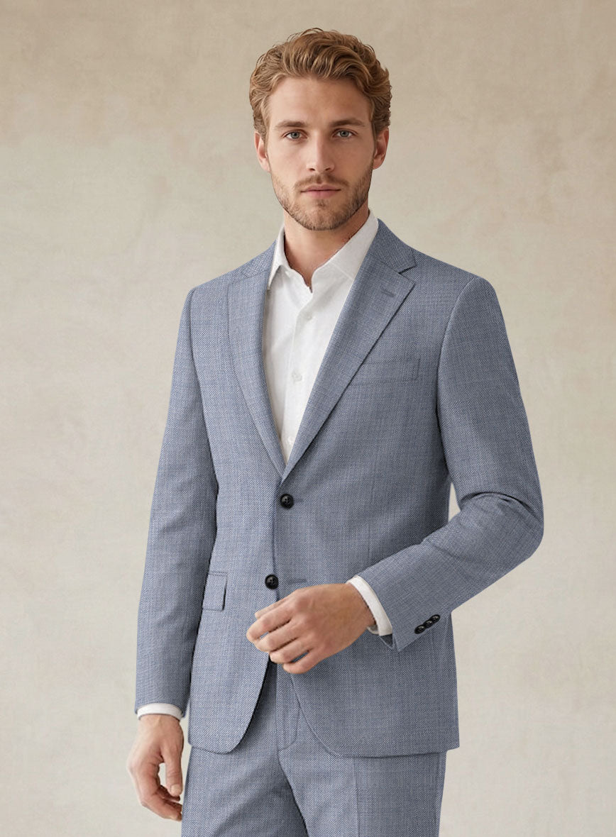 Scabal Londoner Twill Light Blue Wool Suit - StudioSuits