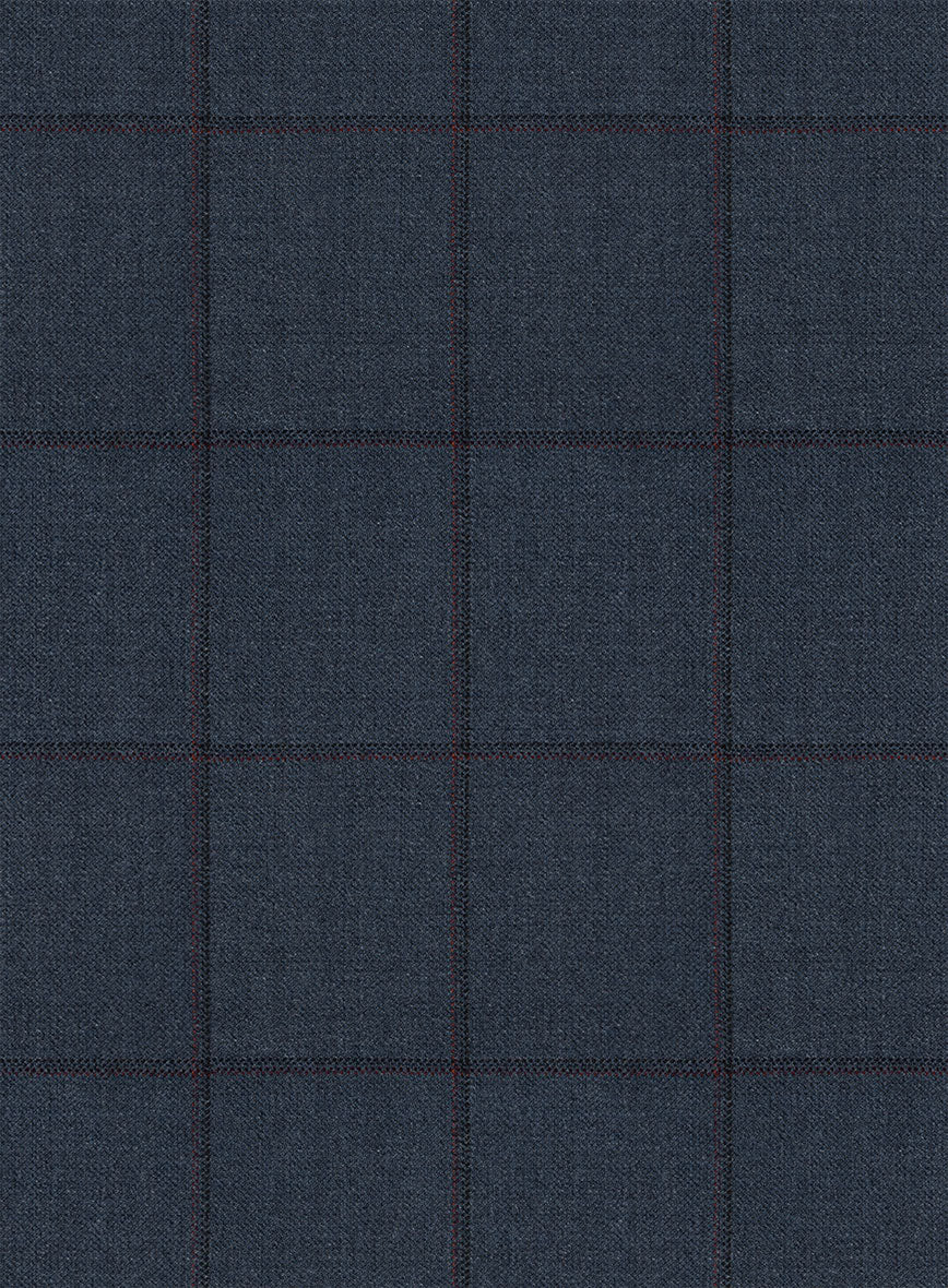 Scabal Londoner Windowpane Dark Blue Wool Suit - StudioSuits