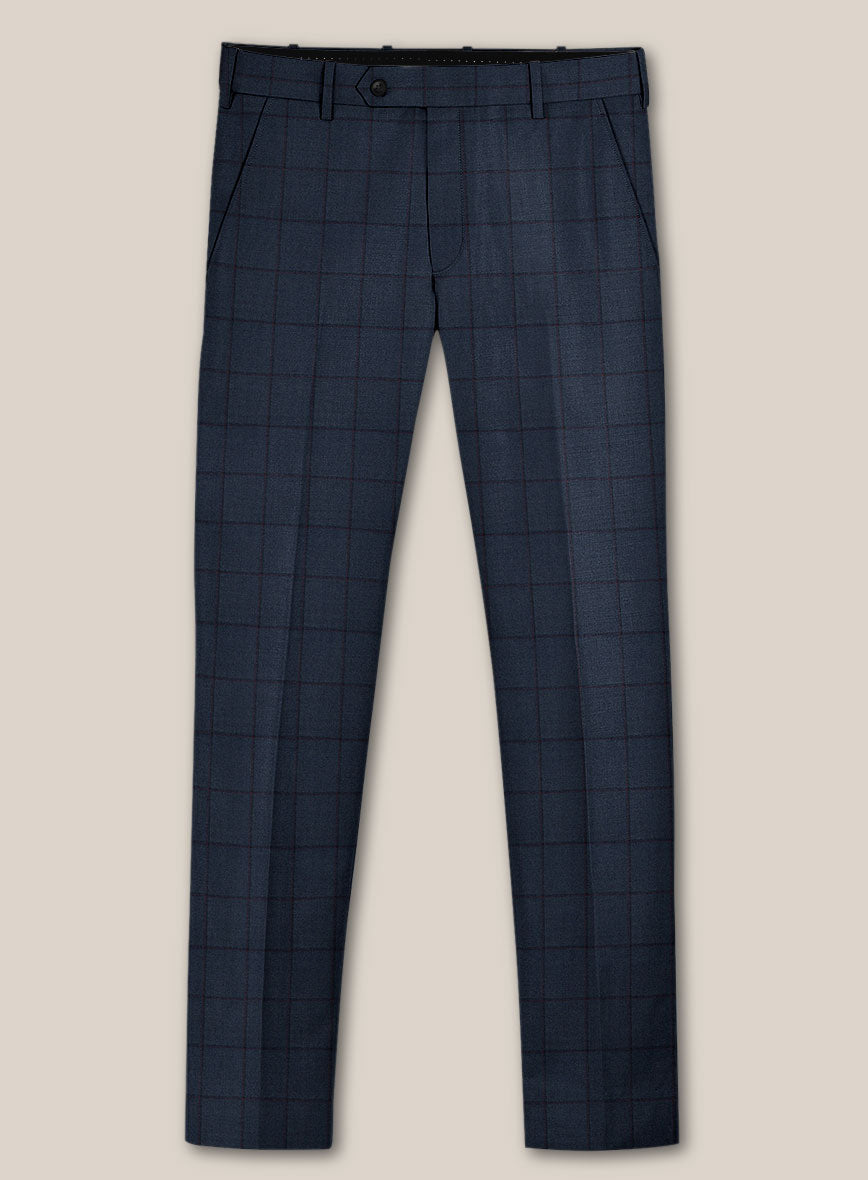 Scabal Londoner Windowpane Dark Blue Wool Suit - StudioSuits