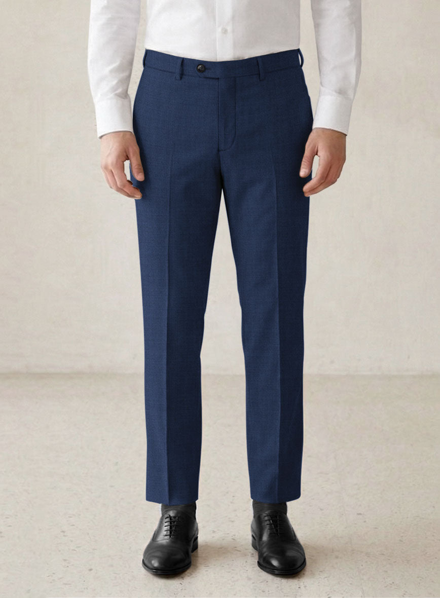 Scabal Lucin Twill Blue Wool Pants - StudioSuits
