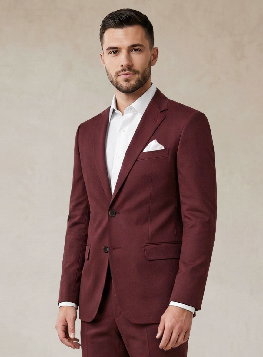 Scabal Maroon Cotton Stretch Jacket - StudioSuits