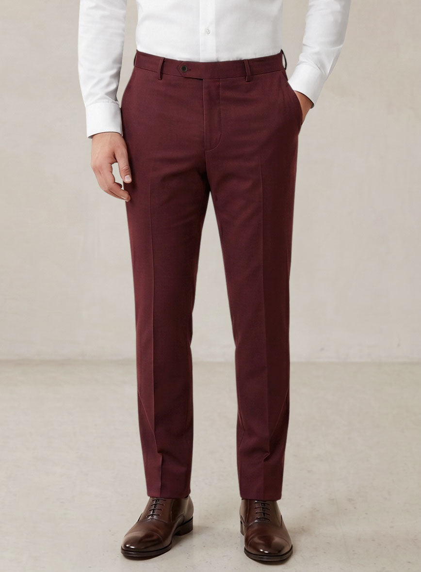 Scabal Maroon Cotton Stretch Pants - StudioSuits