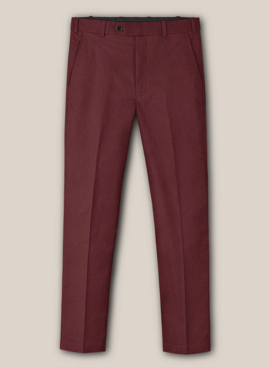 Scabal Maroon Cotton Stretch Pants - StudioSuits