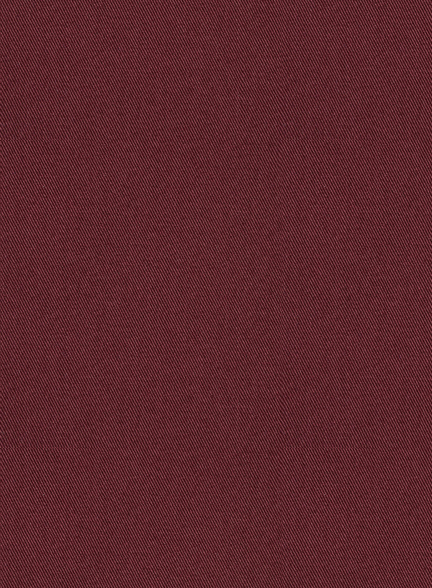 Scabal Maroon Cotton Stretch Pants - StudioSuits