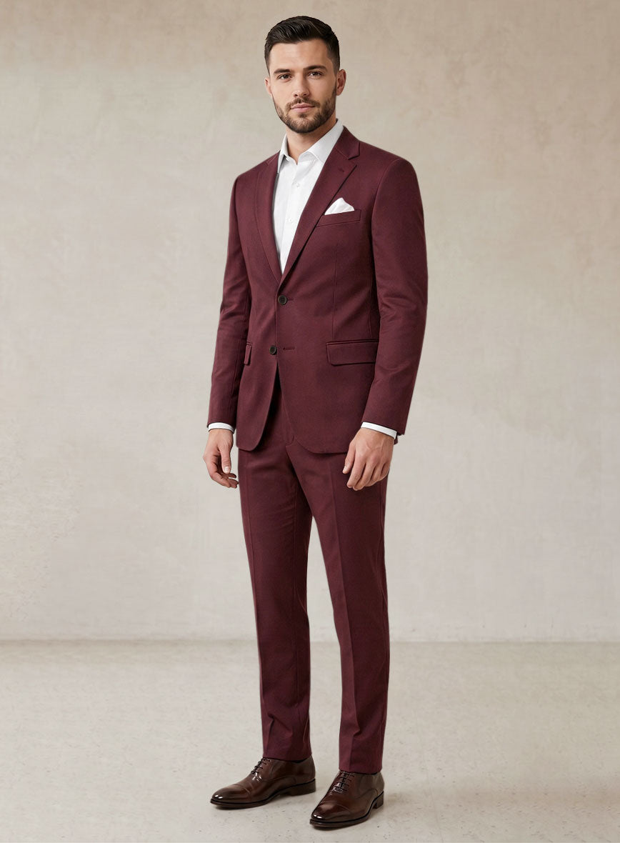 Scabal Maroon Cotton Stretch Suit - StudioSuits