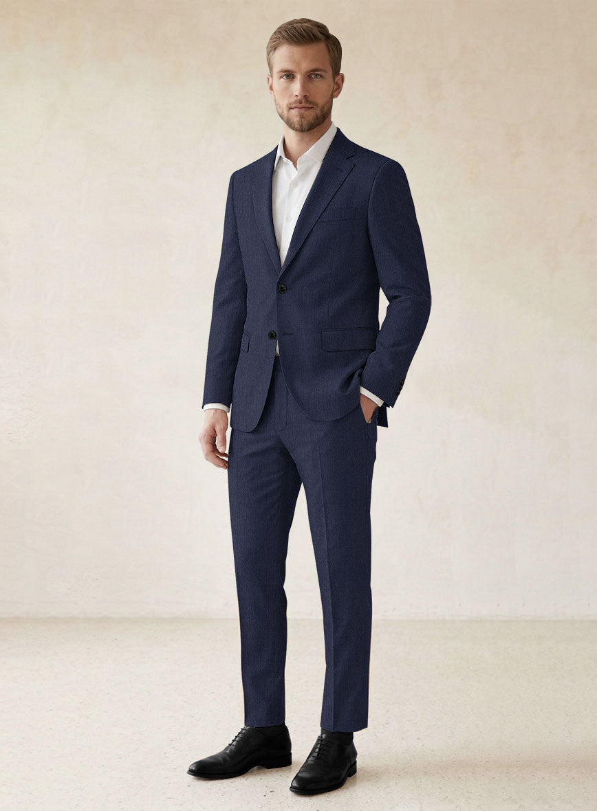 Scabal Merigo Denim Blue Wool Suit - StudioSuits