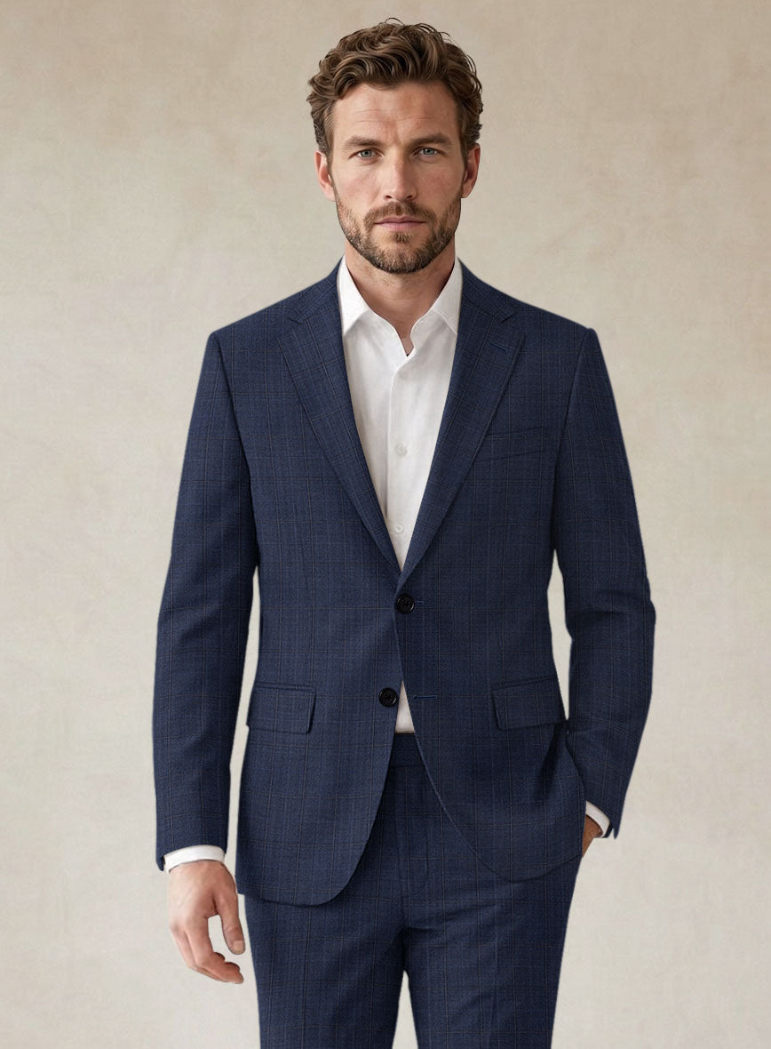 Scabal Mivo Checks Blue Wool Jacket - StudioSuits