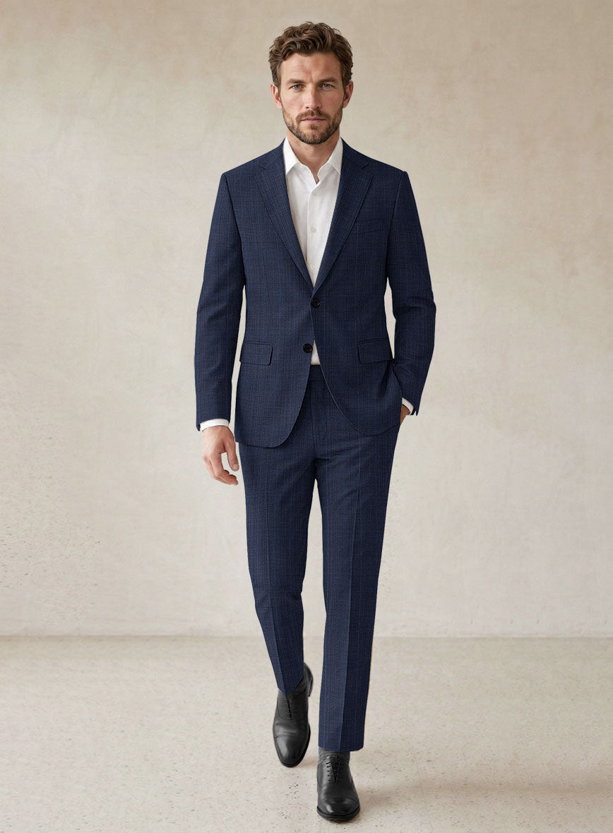 Scabal Mivo Checks Blue Wool Suit - StudioSuits