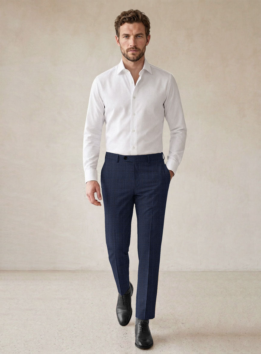 Scabal Mivo Checks Blue Wool Suit - StudioSuits