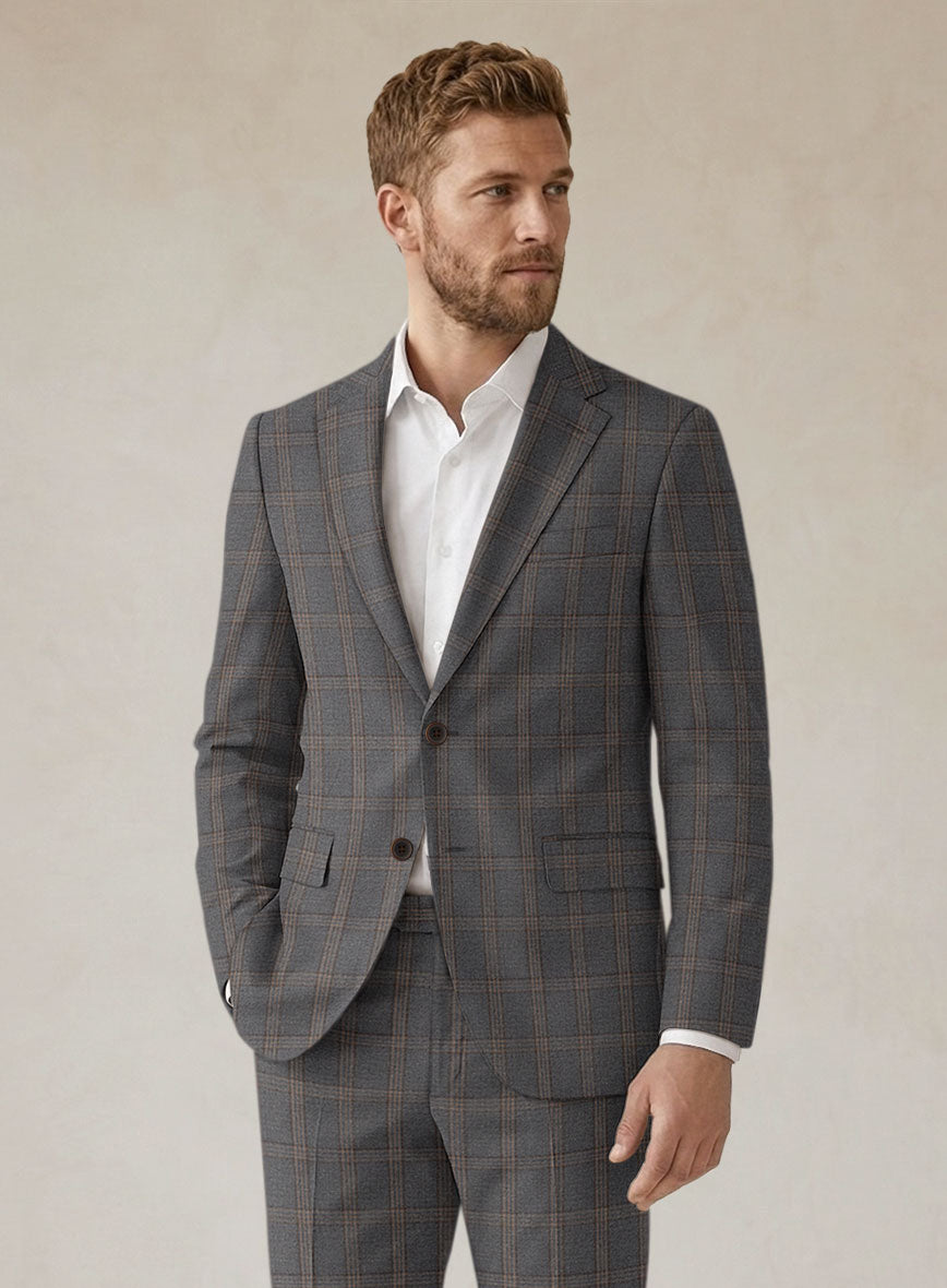 Scabal Oricio Checks Gray Wool Jacket - StudioSuits