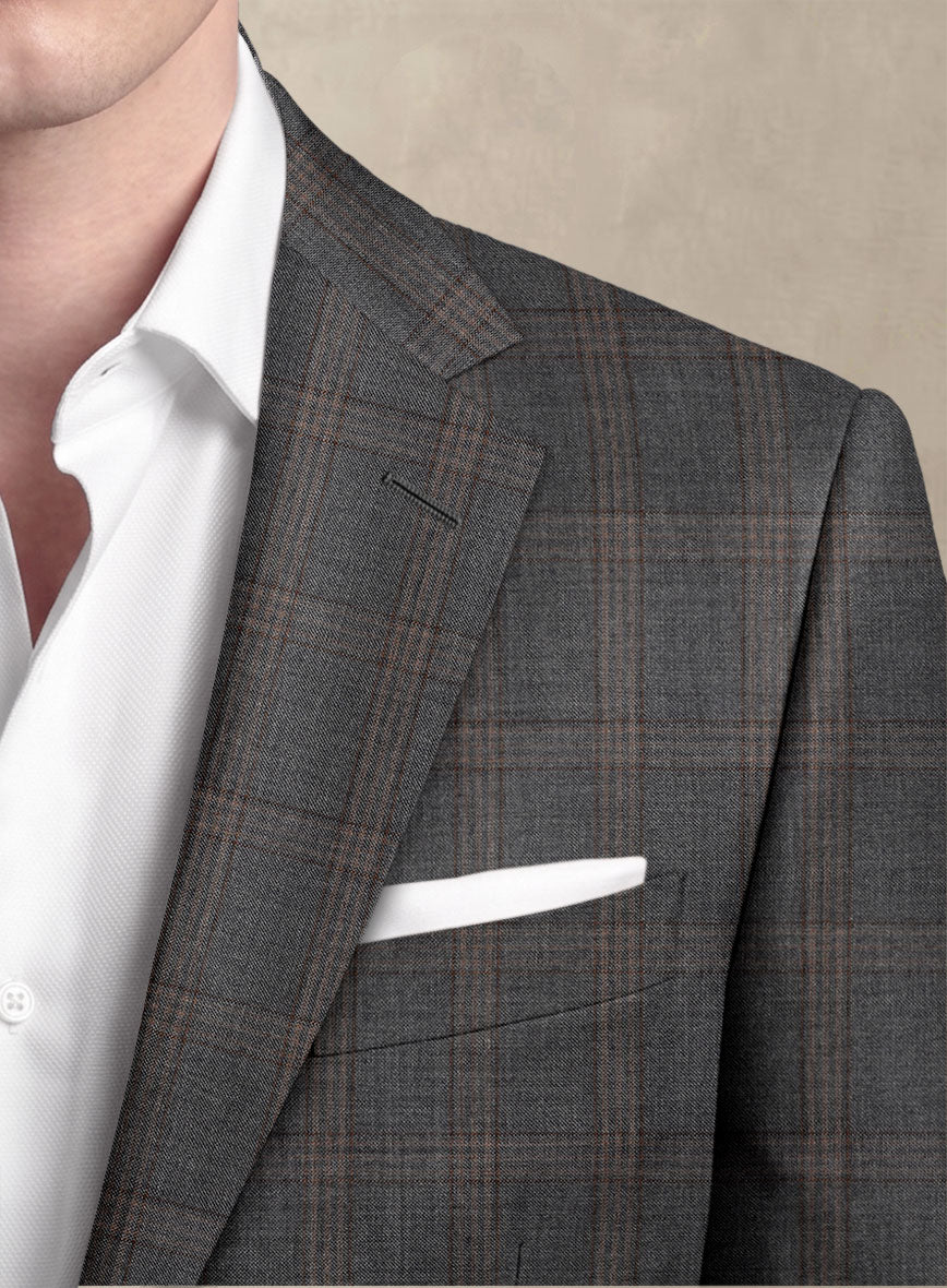 Scabal Oricio Checks Gray Wool Jacket - StudioSuits