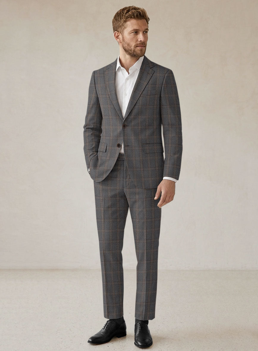 Scabal Oricio Checks Gray Wool Suit - StudioSuits