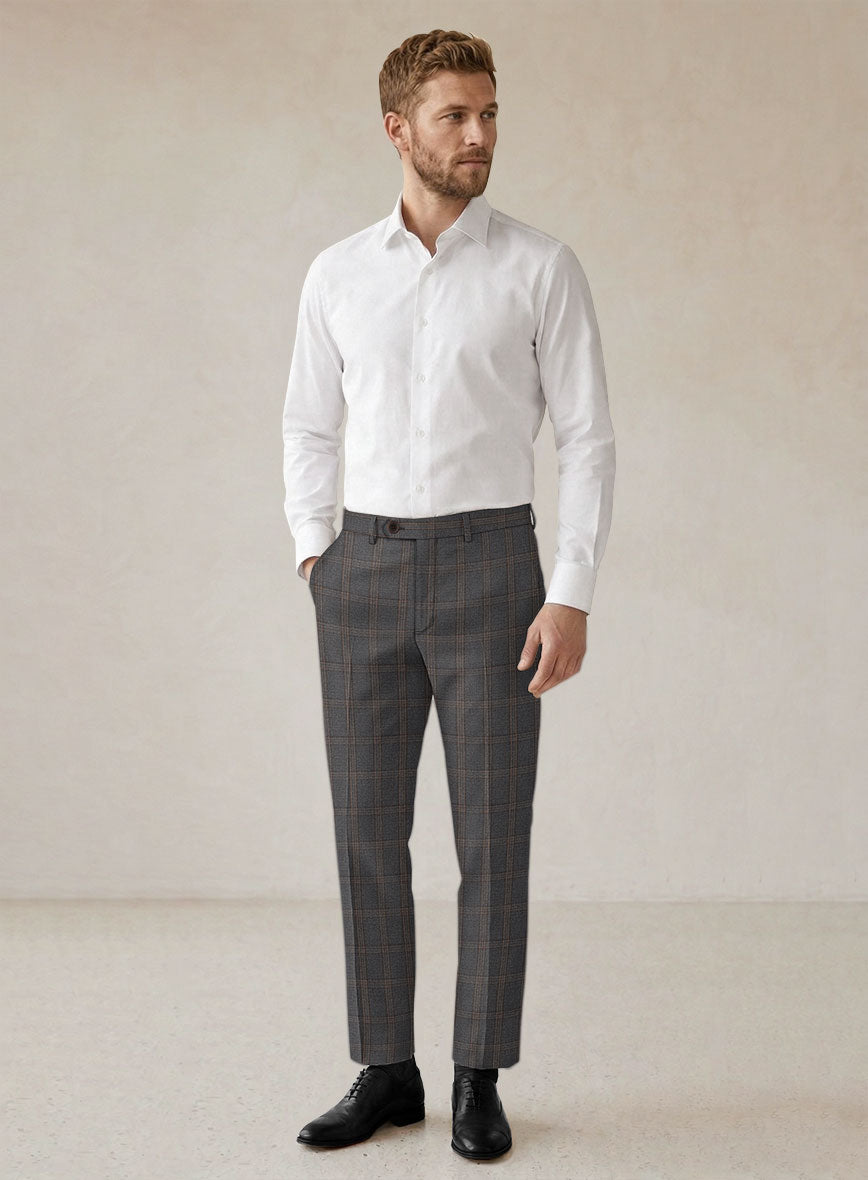 Scabal Oricio Checks Gray Wool Suit - StudioSuits