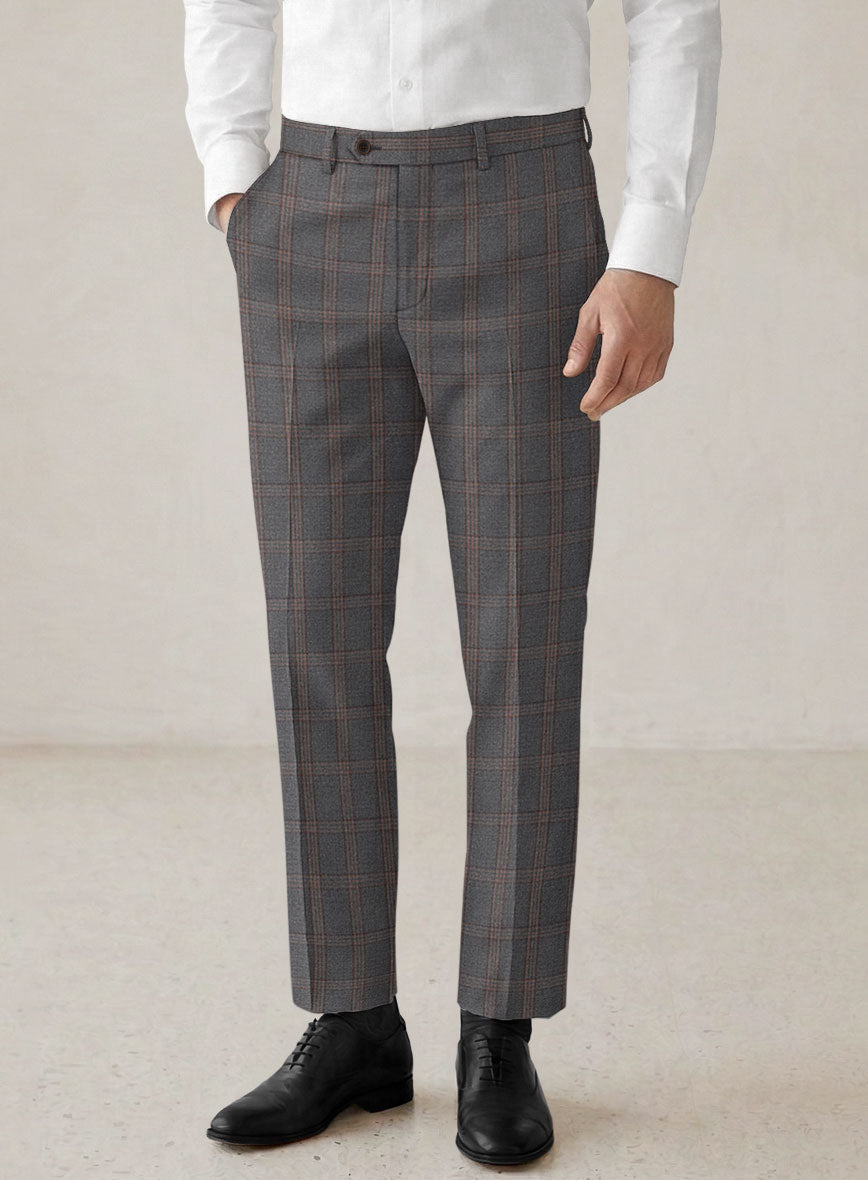 Scabal Oricio Checks Gray Wool Suit - StudioSuits