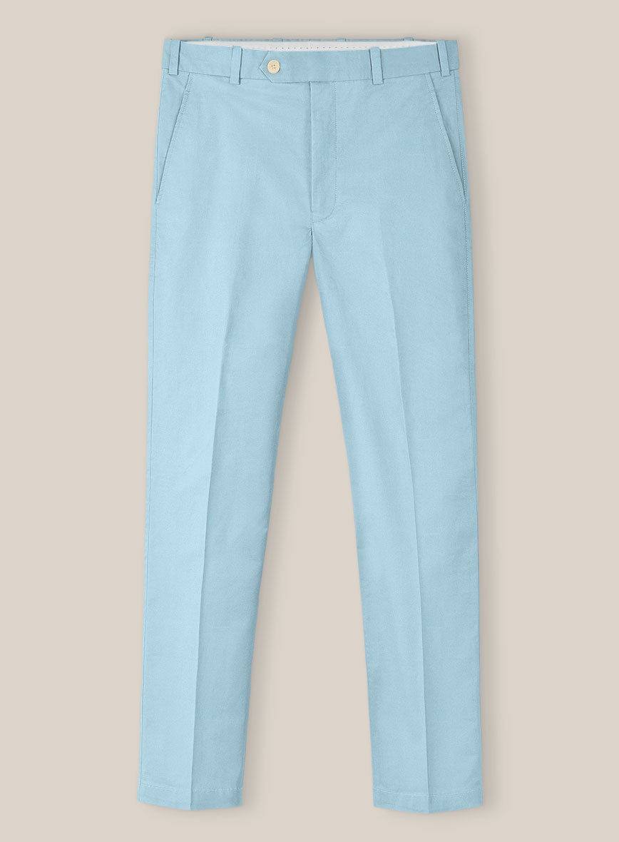 Scabal Pastel Blue Cotton Stretch Pants - StudioSuits
