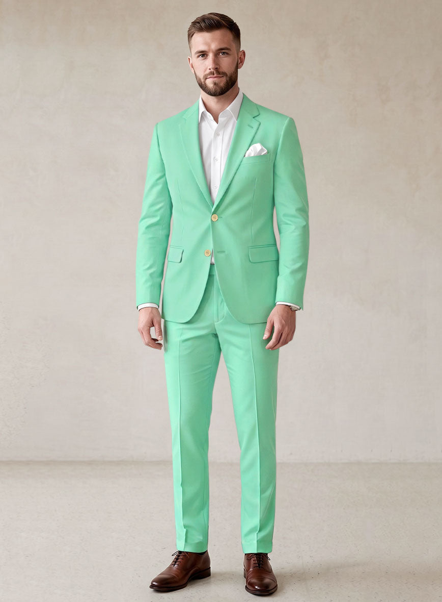 Scabal Pastel Green Cotton Stretch Suit - StudioSuits