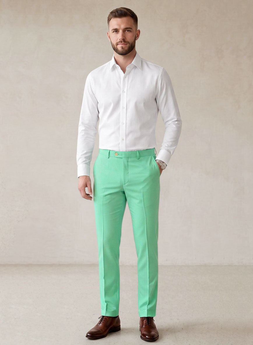 Scabal Pastel Green Cotton Stretch Suit - StudioSuits