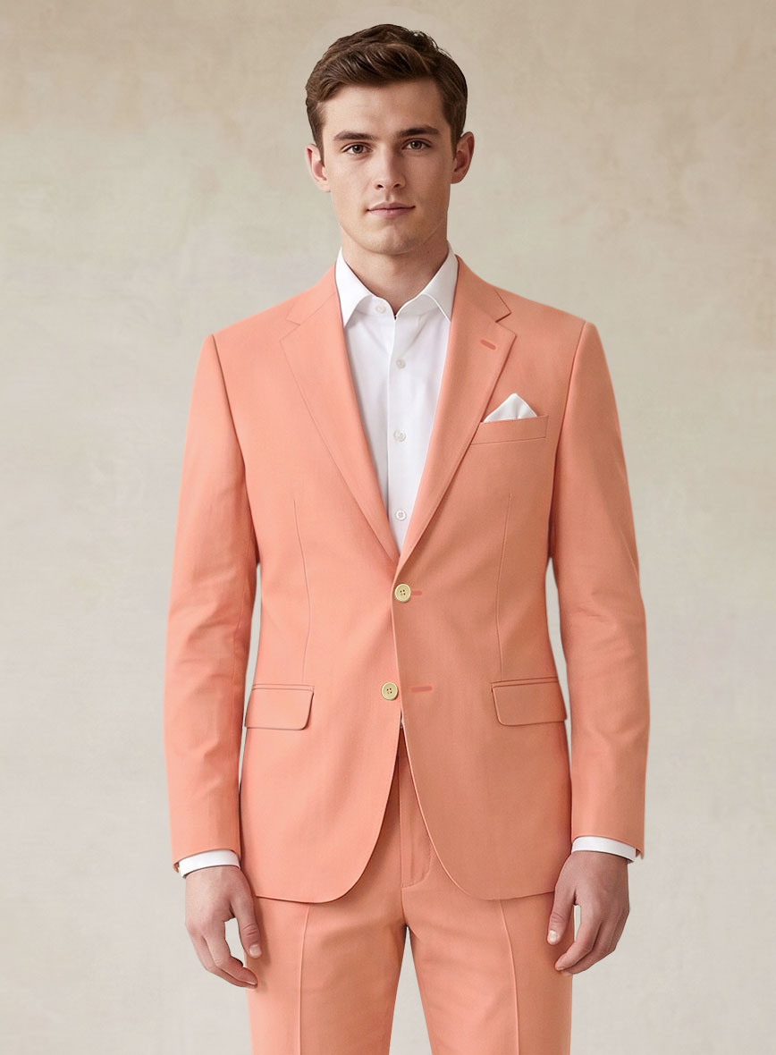 Scabal Peach Cotton Stretch Jacket - StudioSuits