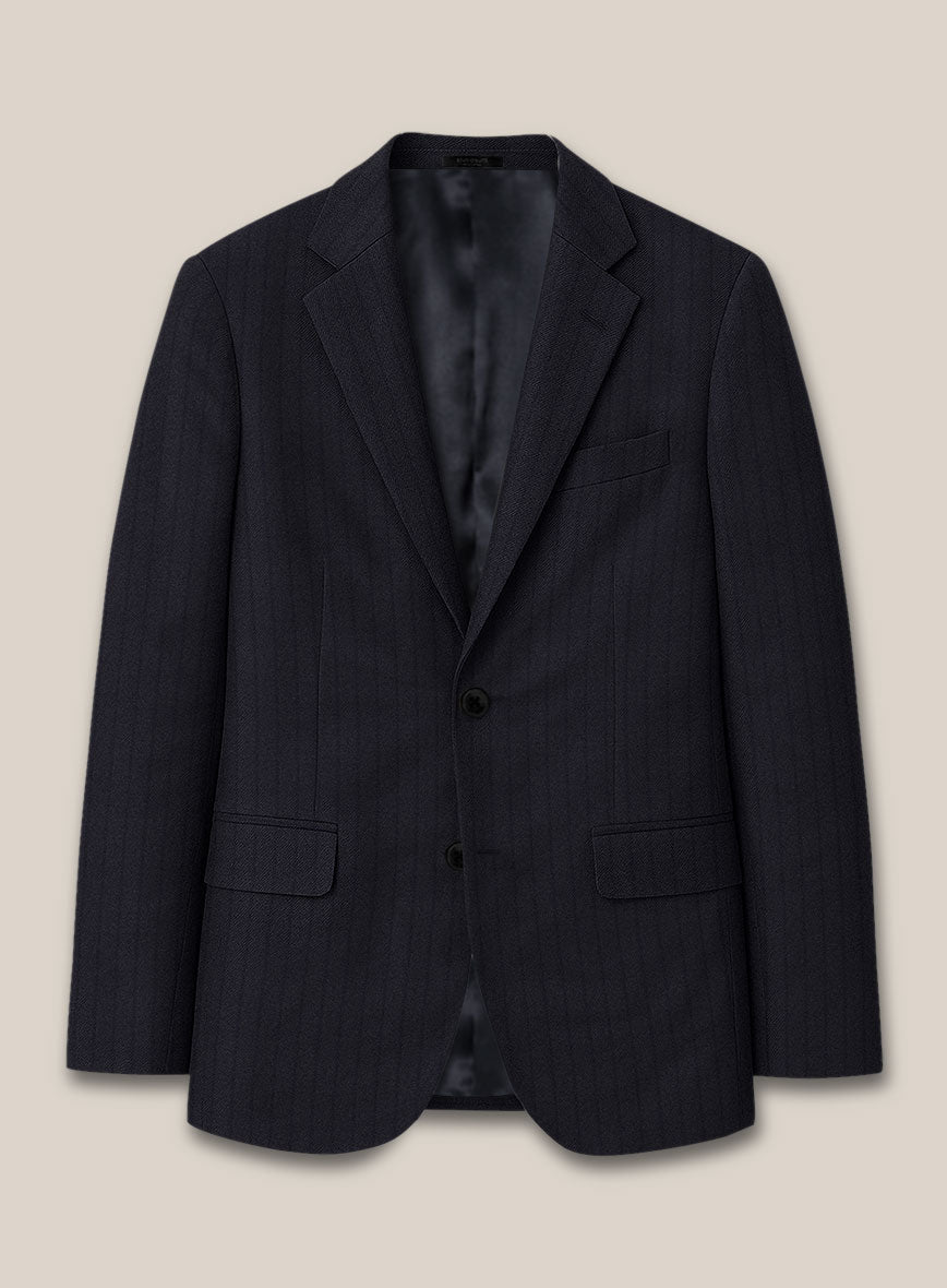 Scabal Pegico Stripe Blue Wool Jacket - StudioSuits