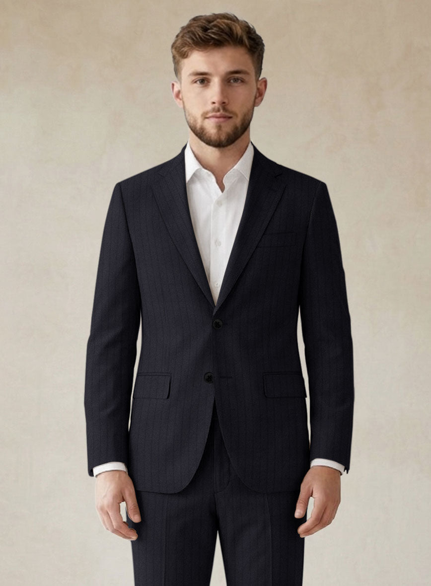 Scabal Pegico Stripe Blue Wool Jacket - StudioSuits