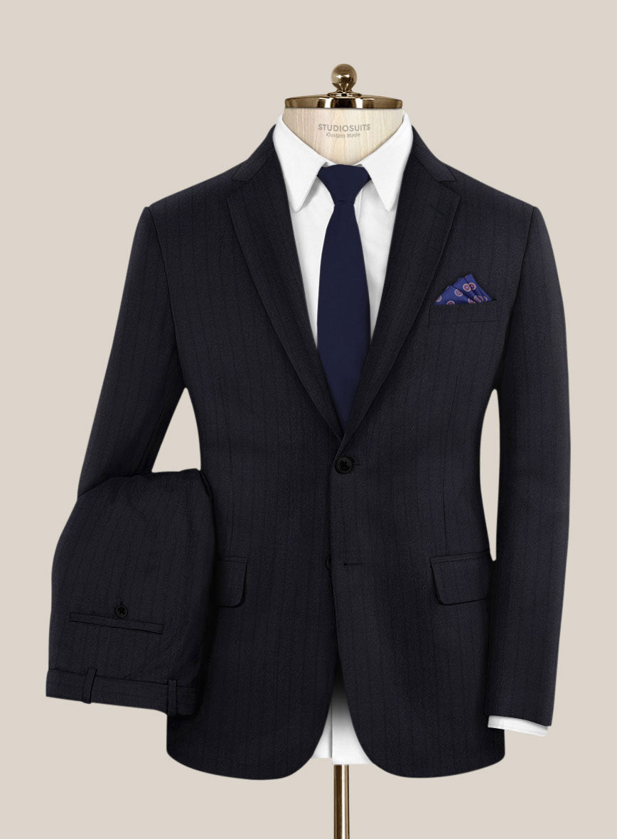 Scabal Pegico Stripe Blue Wool Suit - StudioSuits