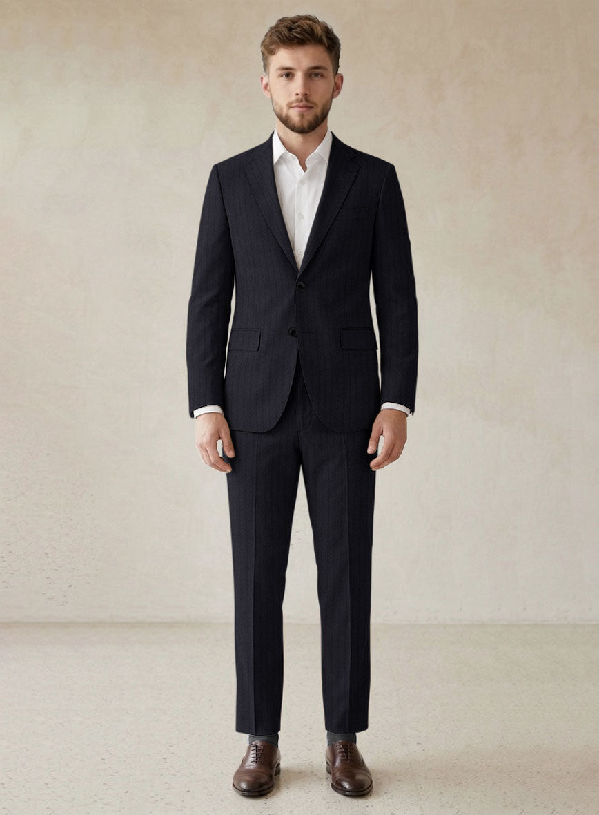 Scabal Pegico Stripe Blue Wool Suit - StudioSuits