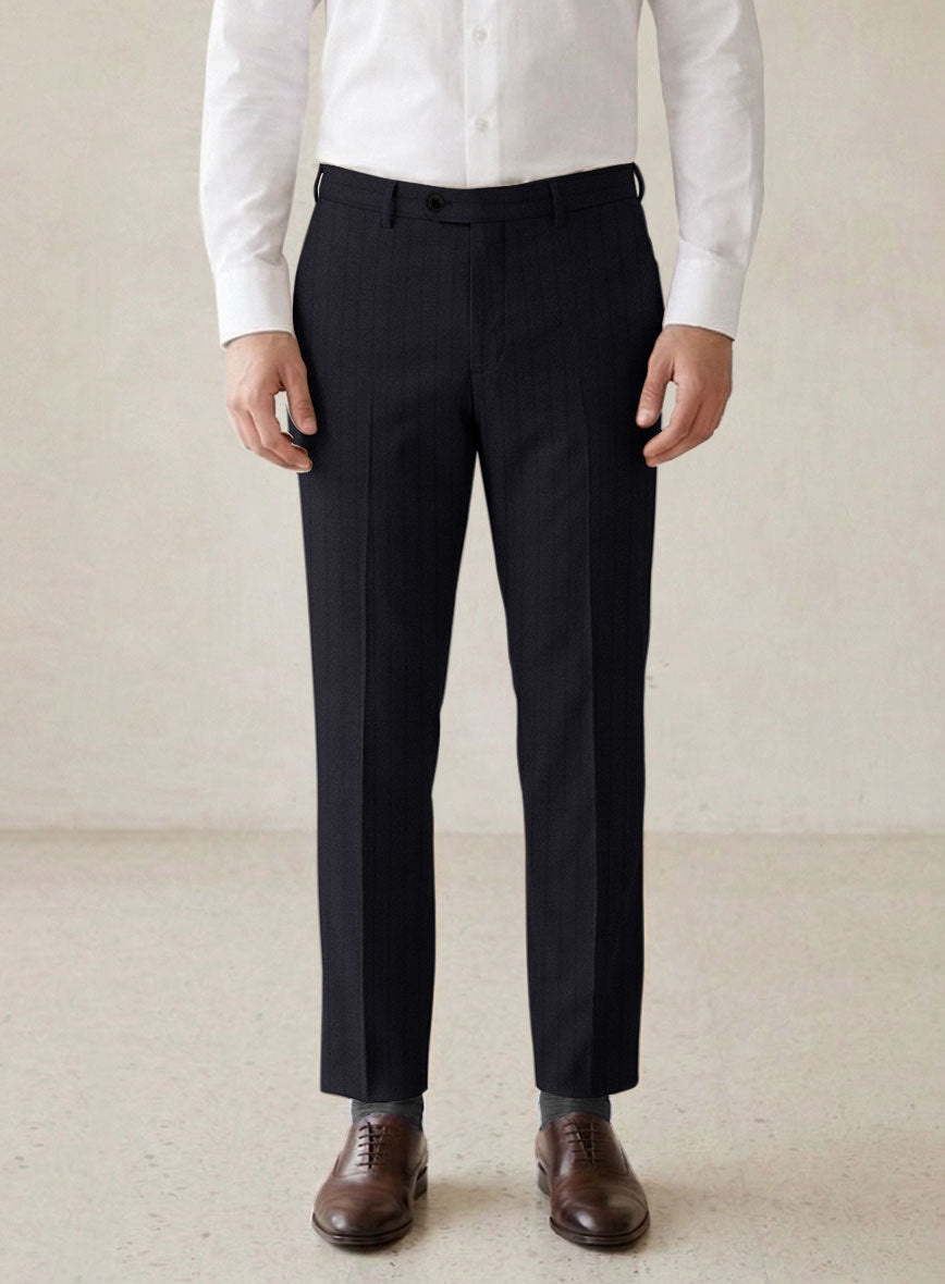 Scabal Pegico Stripe Blue Wool Suit - StudioSuits