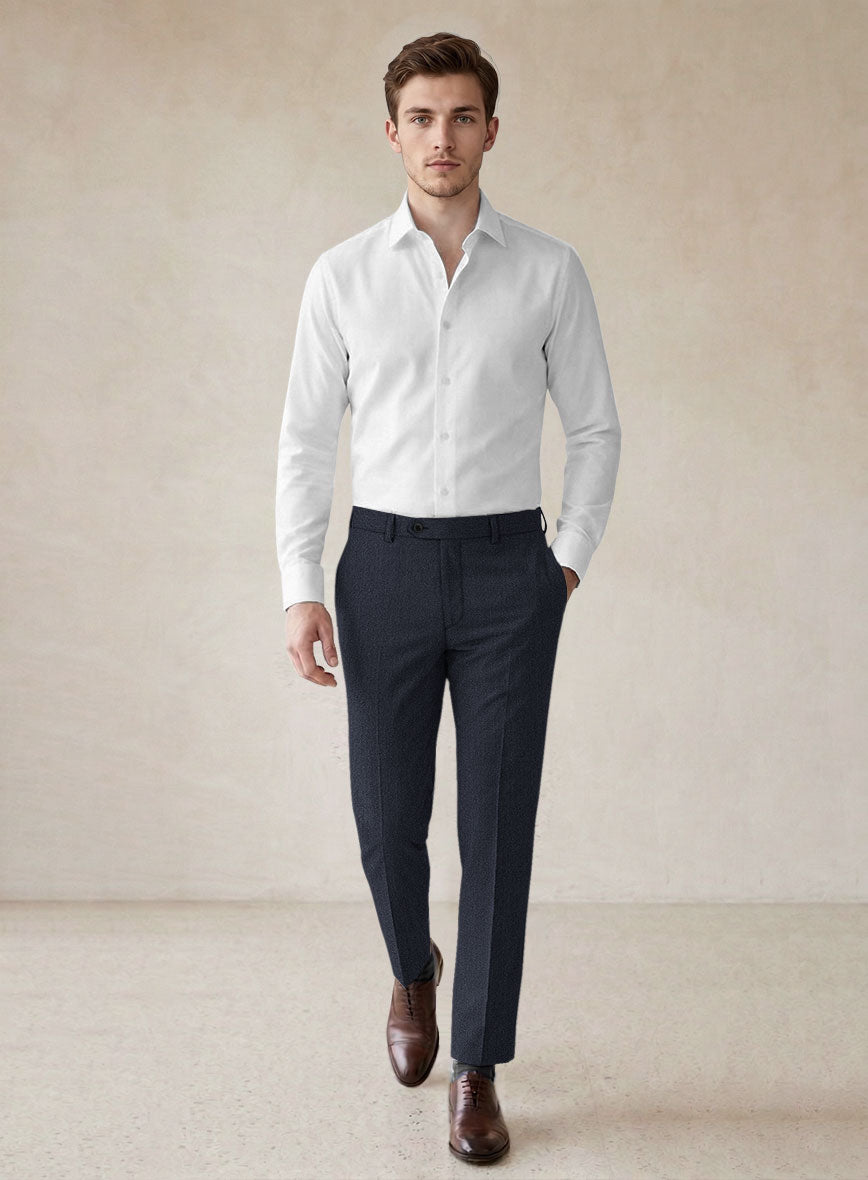 Scabal Qoiel Herringbone Blue Wool Suit - StudioSuits