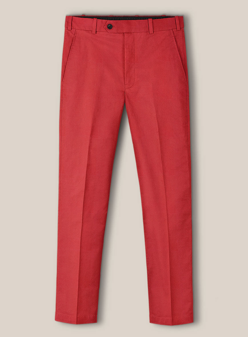 Scabal Red Cotton Stretch Pants - StudioSuits